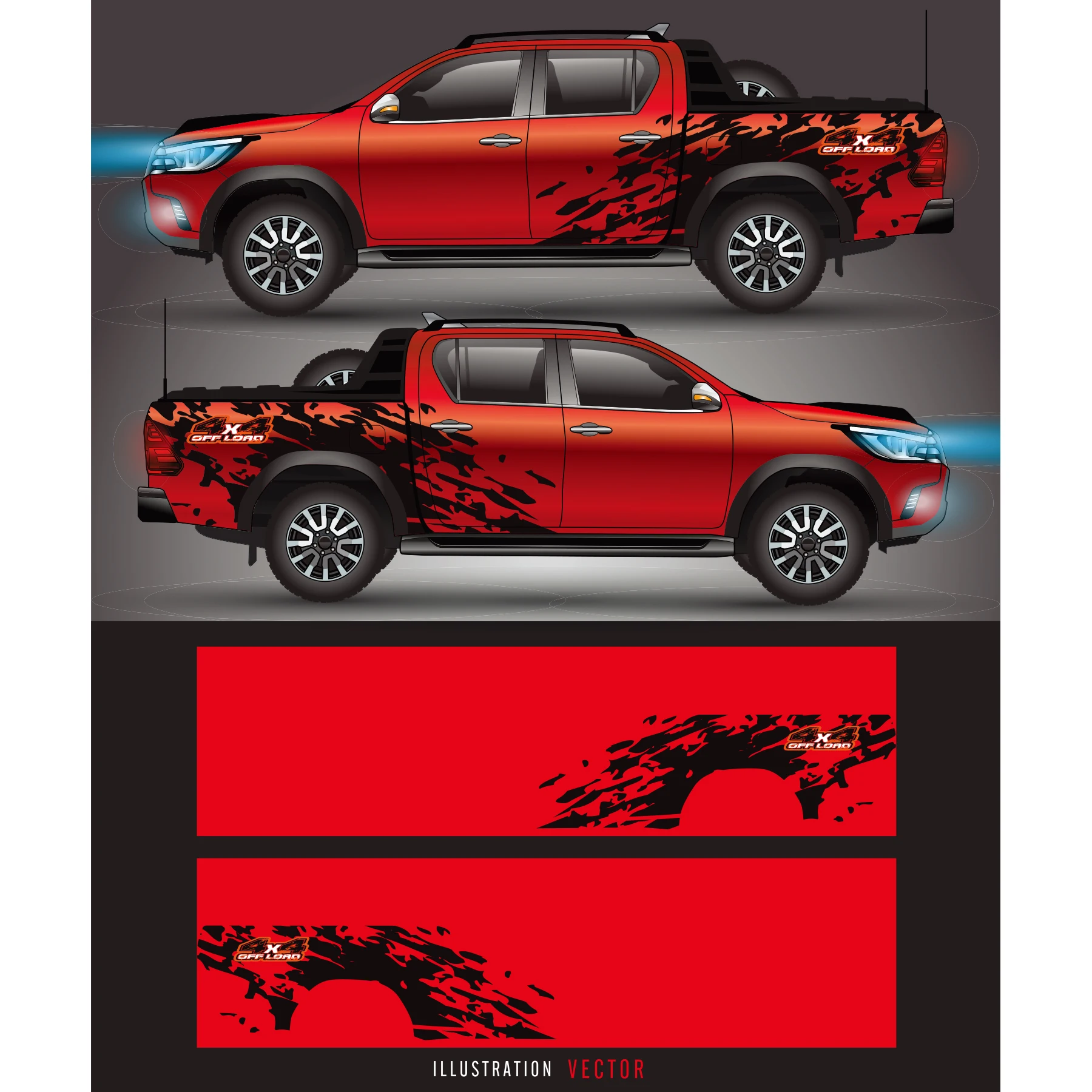 

Red Pickup Sticker Car Full Wrap Sticker Car Decal Decorative Cut Body Racing Graphic Decal Vinyl Wrap Modern Design Red Retro