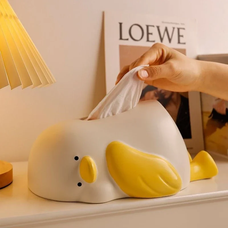 Nordic ins lying flat duck ceramic tissue box living room porch bathroom drawer storage carton home decoration accessories 2