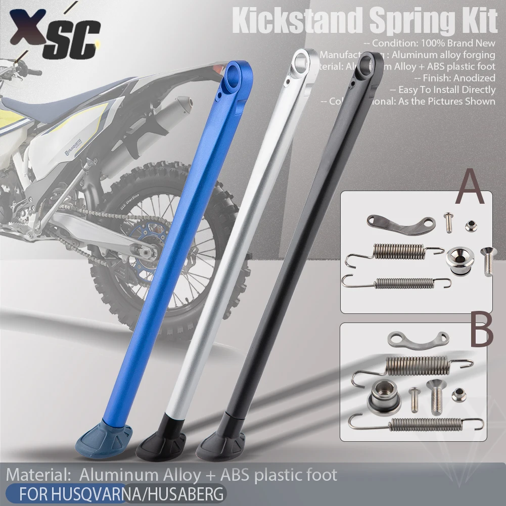 Motorcycle Parking Side Stand Kickstand with Spring Kit for Husqvarna Husaberg TE TX FE FX FS 125 150 150I 250 250I 300 300I 350
