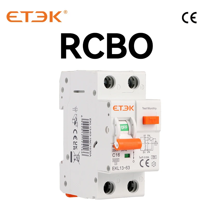 Etek-interruptor Residual com Proteção Atual sobre o Vazamento Rcbo tipo a 1p Mais n 6ka 2p Dpn 30ma Ekl13