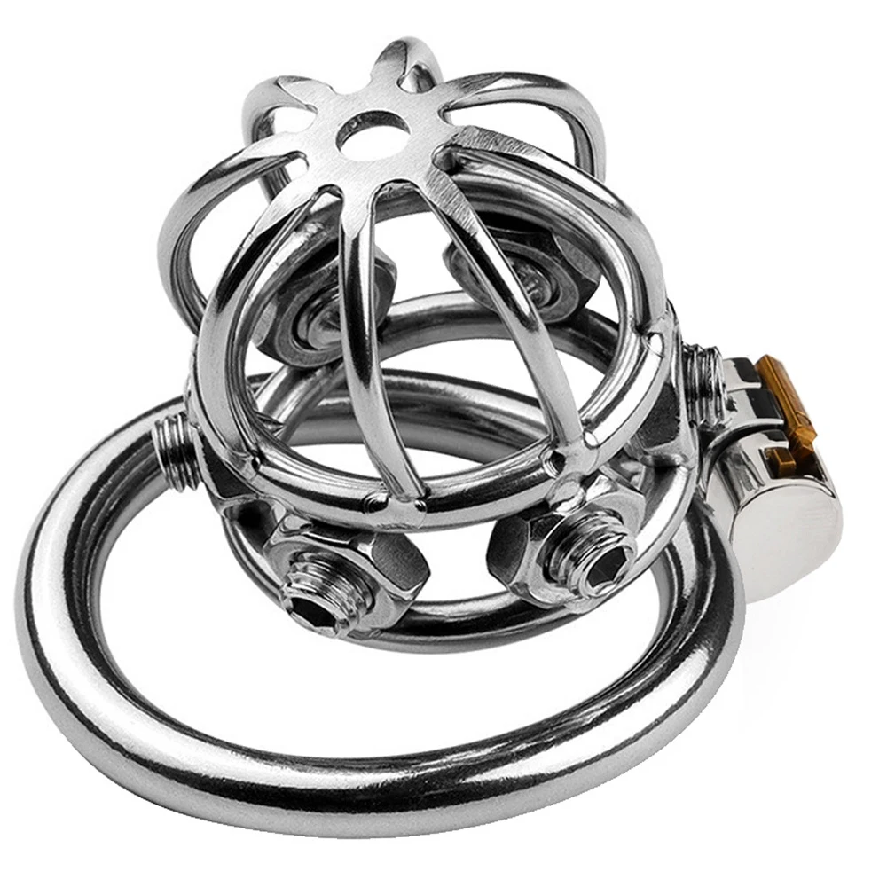 Male Penis Chastity Cage Stainless Steel Cock Cage Slave Restrict Ring Chastity Lock Sex Toy for Men