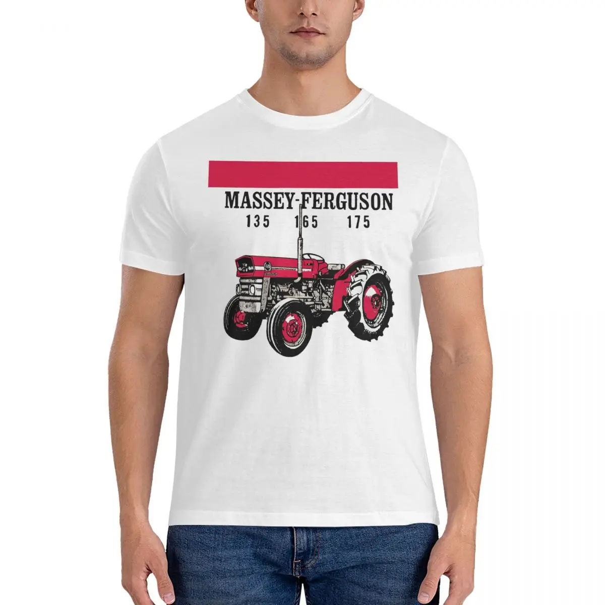 Copia Del Trattore 135 165 175 T-Shirt Uomo M-Massey Ferguson Divertente Maglietta In Puro Cotone Girocollo Maglietta Manica Corta Stampata