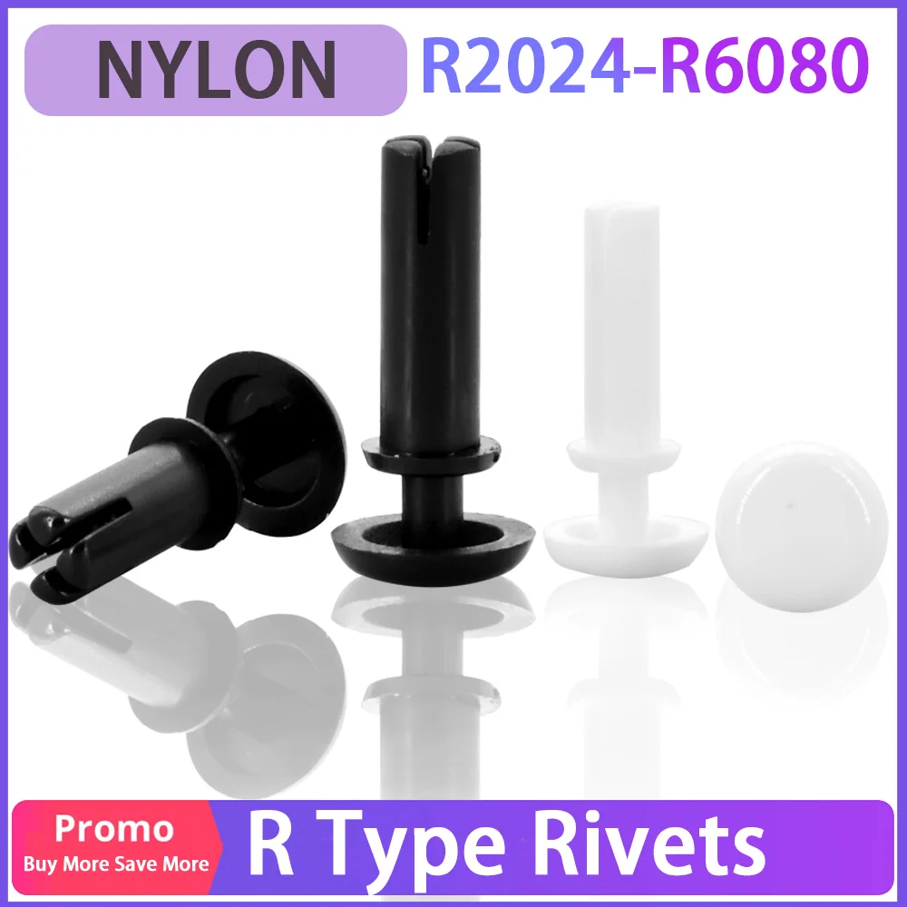 50-120PCS-R2024-R6080-White-Black-Nylon-Plastic-Expansion-R-Type-Rivets ...