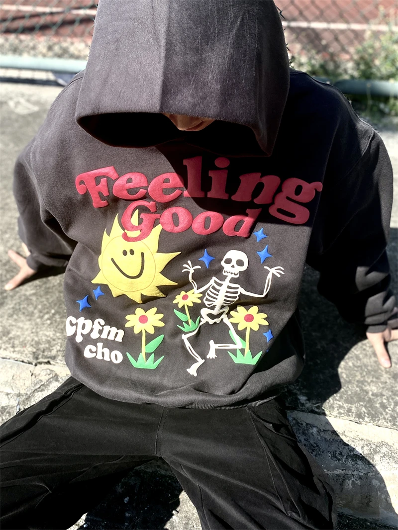 

23SS Vintage CPFM.XYZ Face Foam Skull Kanye West Men Women Hoodie Best Quality CPFM XYZ Oversized Coat Hooded Pullover Goth