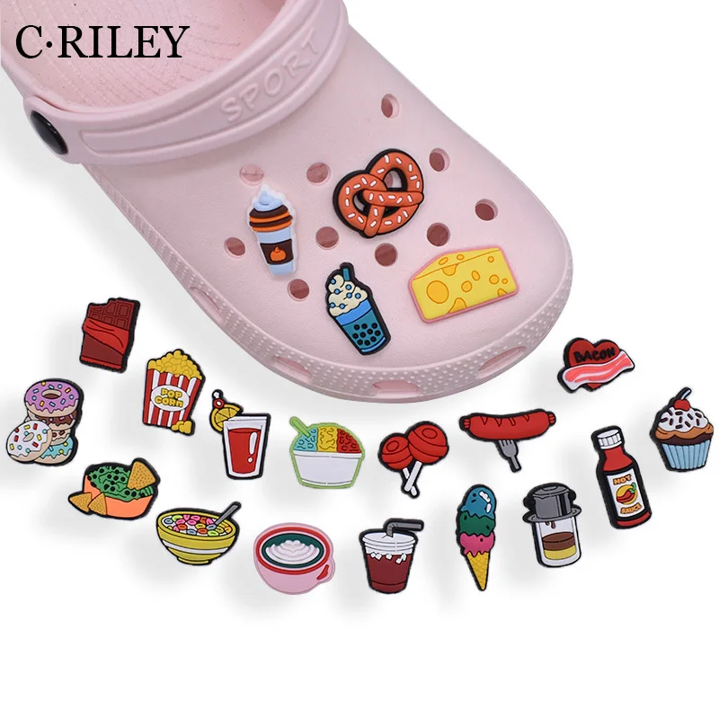 

20Pcs Cute Food Cake PVC Shoe Charms Clogs Buckle Accessories Funny Decoration Croc Shoe Charm Sandals Party Women Kids Gifts