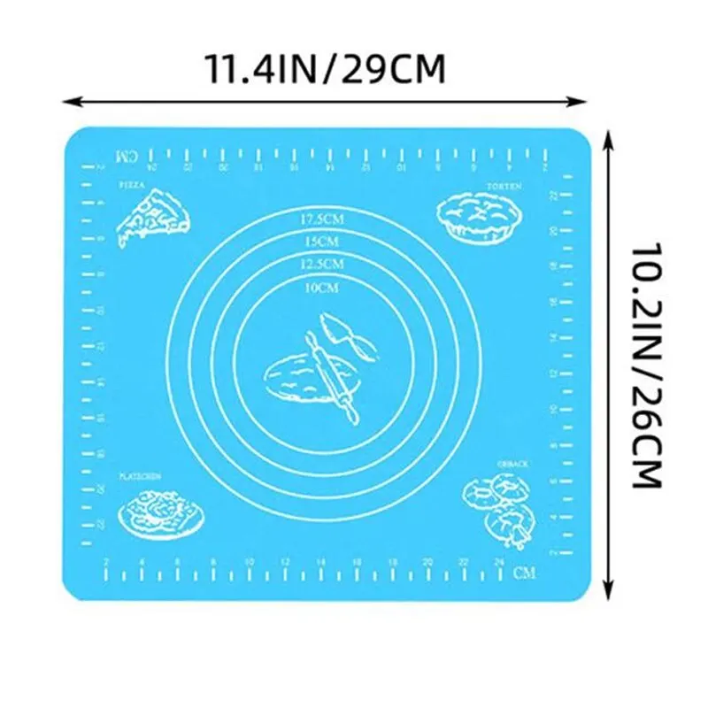 Blue Silicone Non-Slip Baking and Kneading Mat - Kitchen Tool