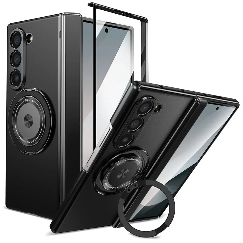 Premium Rotating Magnetic Car Holder Phone Case with Hinge Protection and Metal Alloy Back Cover