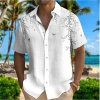 2023 Men's Shirt Pattern Printed Leaf Lapel Shirt Street Short Sleeve Men's Fashion Designer Casual Soft Hawaiian Shirt 5XL 1
