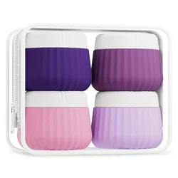 Compact Leak - Proof Silicone Travel Jars with Clear Bags - Ideal for Makeup and Creams (4 - Pack) (PURPLE)