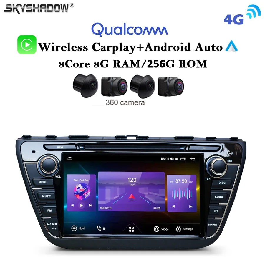 

12G+256G Carplay Auto Android 13.0 4G LTE IPS Car DVD Player GPS map WIFI Bluetooth RDS Radio For Suzuki S-CROSS 2013 2014 2015
