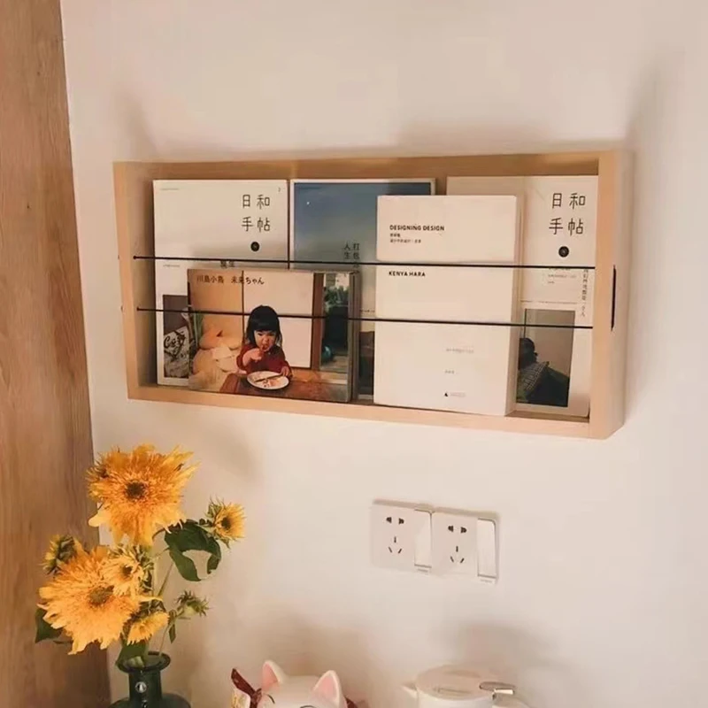 Wooden Wall Magazine Racks Shelves Storage Display Corner Bookcase Sideboards Bookends Libreria Scaffale Minimalist Furniture book stand storage rack trolley