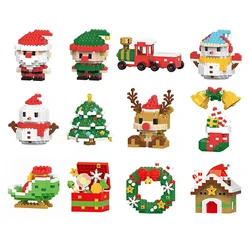 Festive Santa & Reindeer Micro Block Puzzle Set - Holiday Table Decoration Toy (12 SETS)