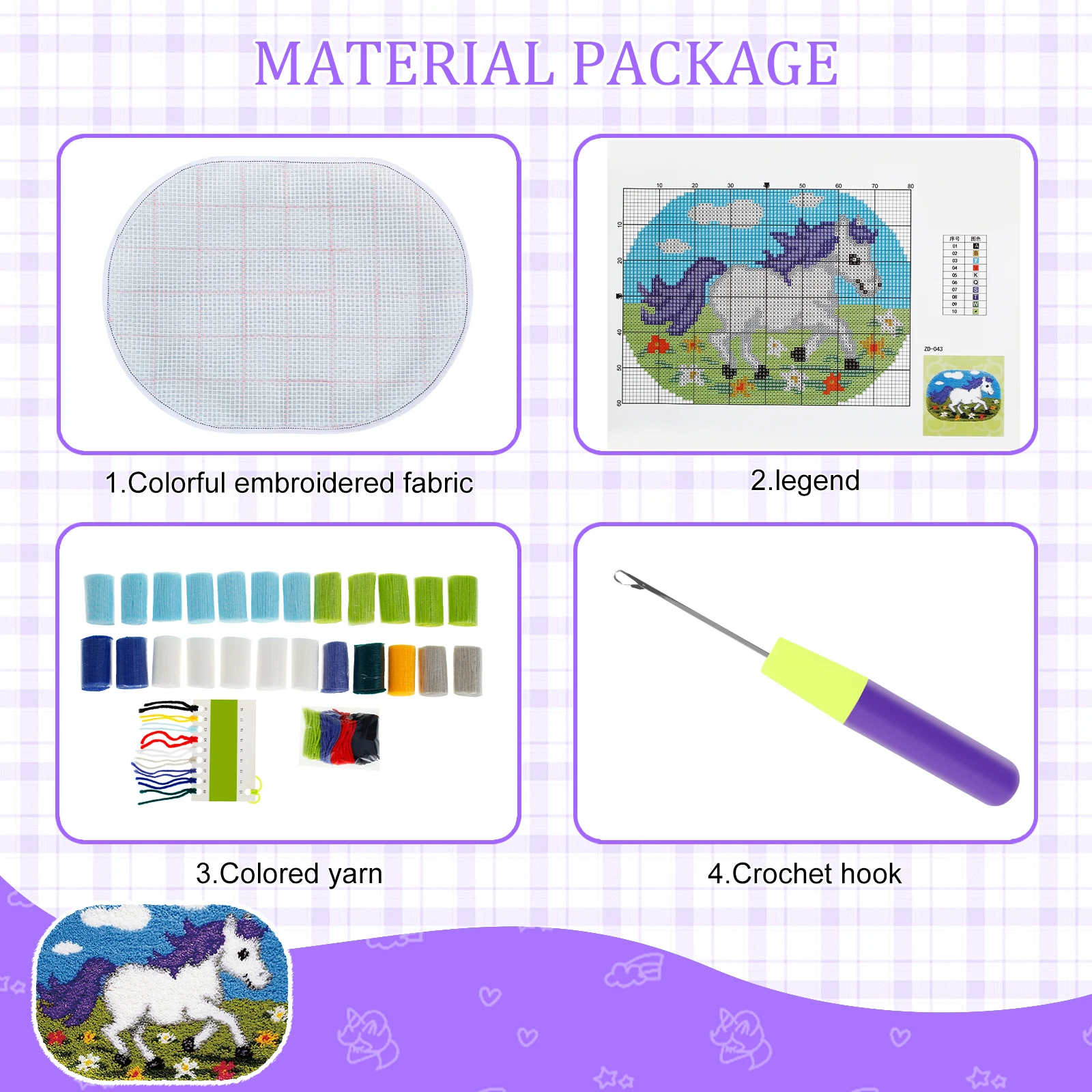 Latch Hook Kit for Adults Kids Cute Cartoon Animal Theme Latch Hook Rug Kits DIY Rug Making Kit Multipurpose DIY
