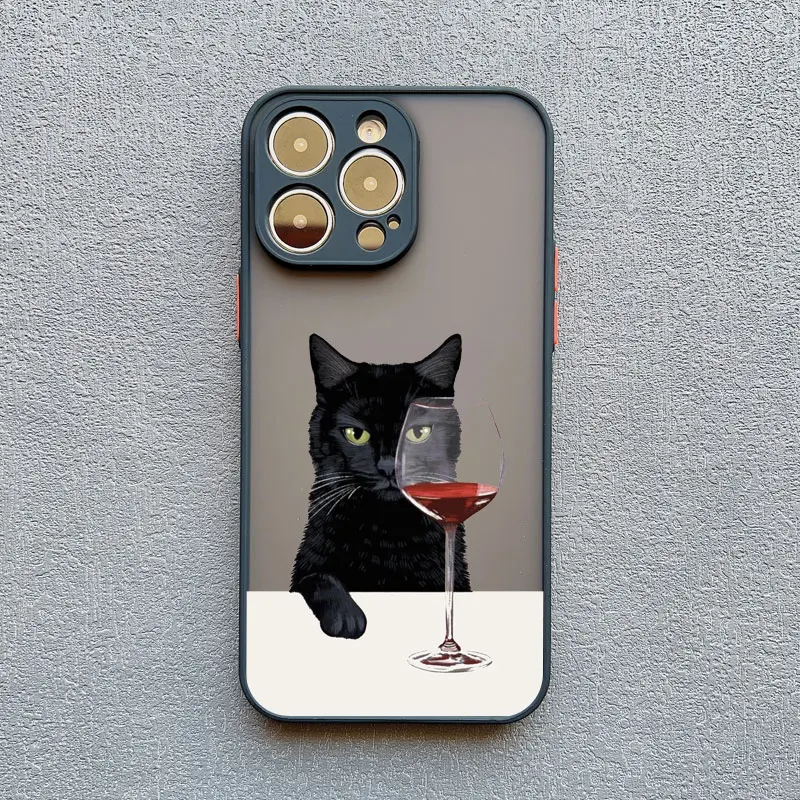 Niedliche Katzenbecher-Getränk-Paar-Handyhülle für iPhone 17, 16, 15, 14, 13 Pro Max 12, 11 Pro Max Mini X XR X Plus, stoßfeste Rückseite – Detail 3