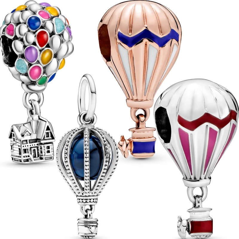 2023 Hot style rose Blue air balloon Charms silver colour beads Charms