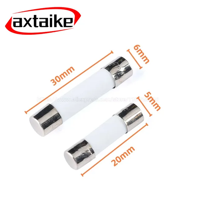 6x30mm Ceramic Fast Blow Fuses - 1,2,3,4,5,6,8,10,15,20,30 Amp Options For Microwave 5 thumbnail image