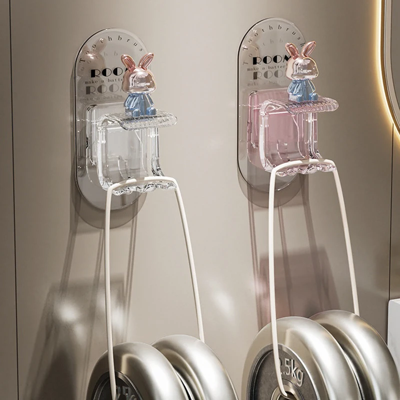 Cute Rabbit Wall-mounted Toothbrush Holder For Bathroom_voghion.com