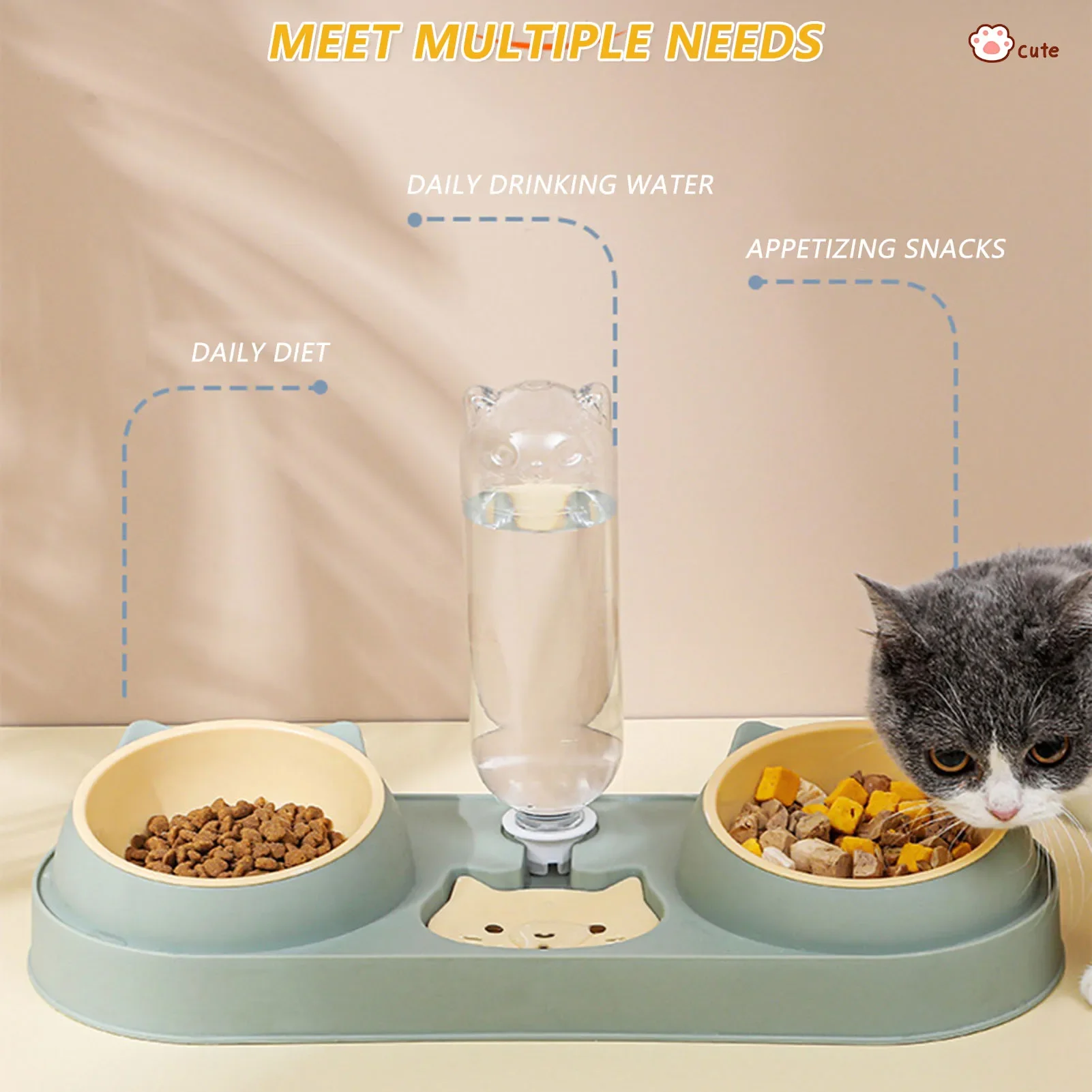 Title 4, Pet Cat Bowl Automatic Water Feeding Feeder Dog...