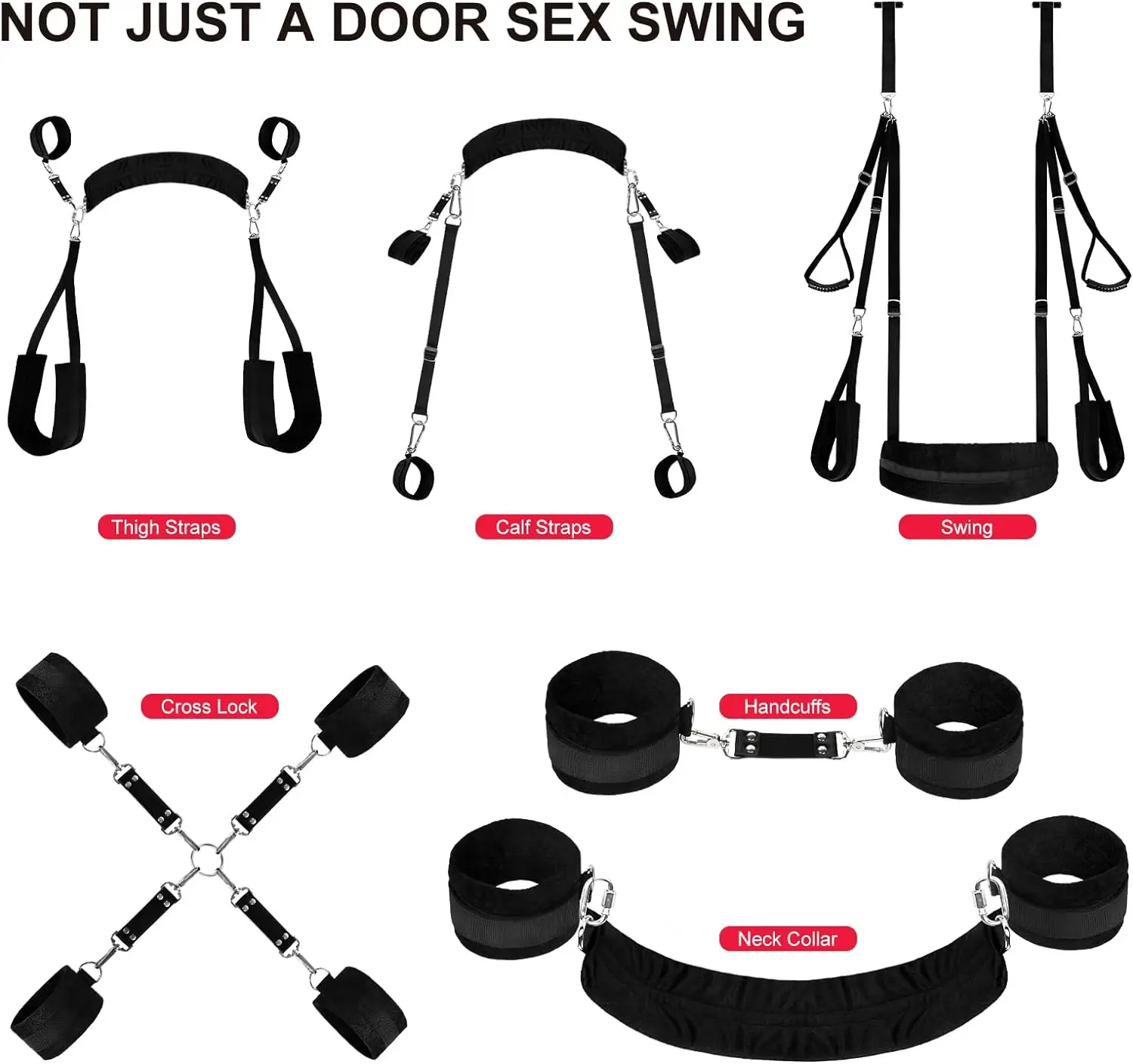 5 in 1 Sex Swing BDSM Bondage Restraints Kit Door Swing and Sex Restraints Wrist and Thigh Ankle Restraint Toys