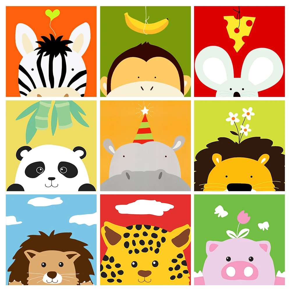 

DIY Diamond Painting Kids Set Cartoon Animal Panda Crystal Rhinestone Diamond Embroidery Toy Tie Frame Painting Artwork Gift