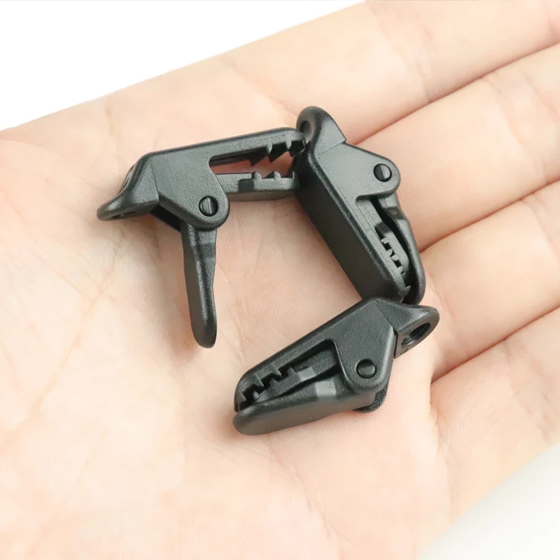 10pcs/lot travel outdoor camping plastic double hole tent rope adjustable buckle curtain alligator clip factory brand clip