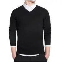 Sweater Men 2025 Autumn Casual Pullovers Men V-Neck Solid Cotton Knitted Brand Clothing Slim Fit Male Sweaters Pull Homme