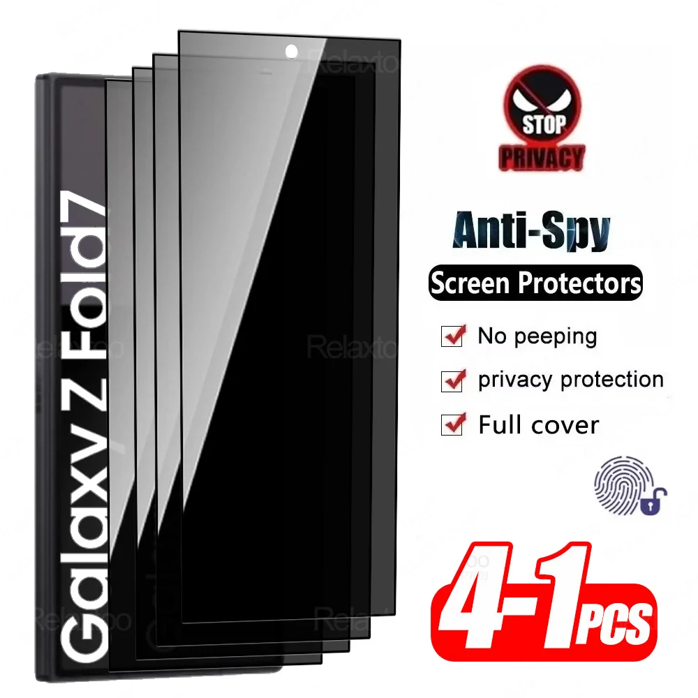 Anti-Spy Privacy Screen Protector for Foldable Phones - Tempered Glass, 4-in-1 Pack