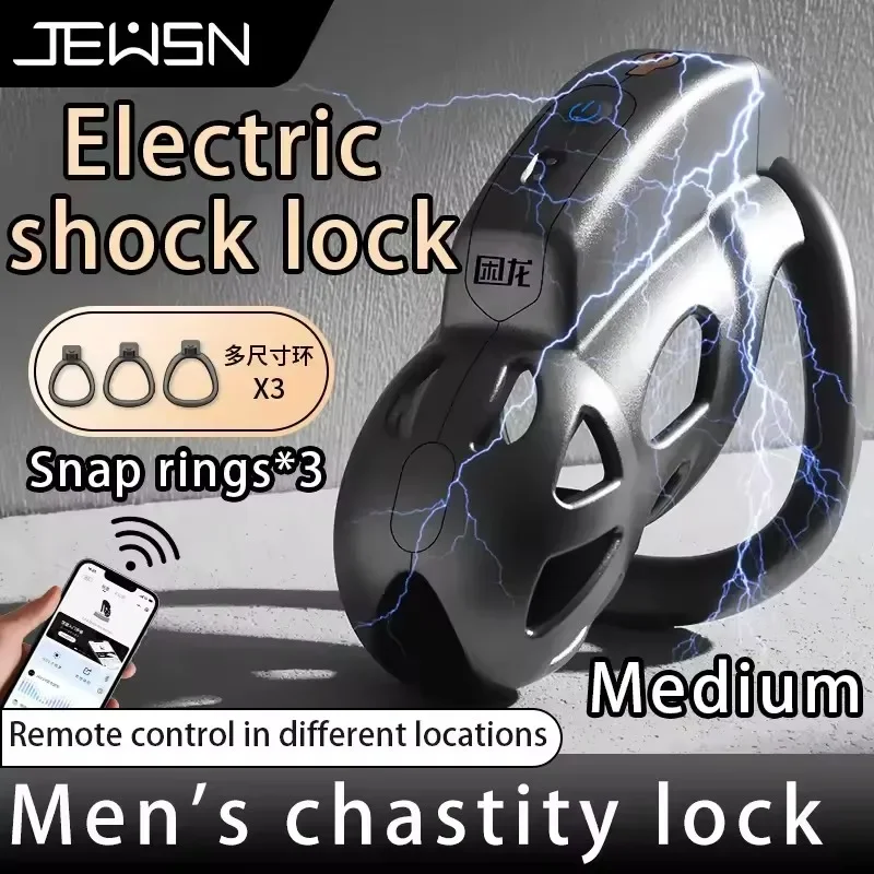 Penis Cage Electric Shock Chastity Lock Conditioning Restriction Abstinence Toys Cock Cage for Men Gay with 3 Active Rings Gay