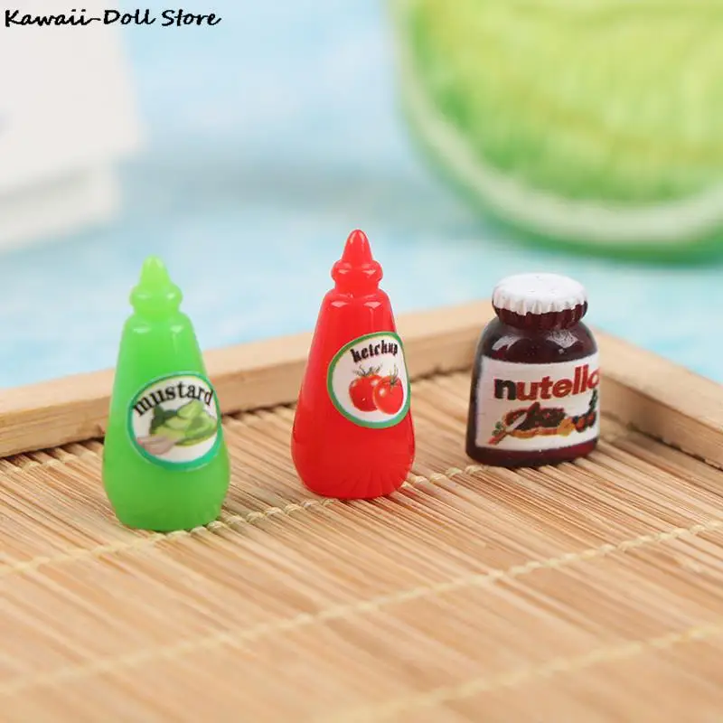 3Pcs 1:12 Dollhouse Miniature Food Mini Chocolate Sauce Ketchup Jam Oyster Sauce Dolls Kitchen Toy