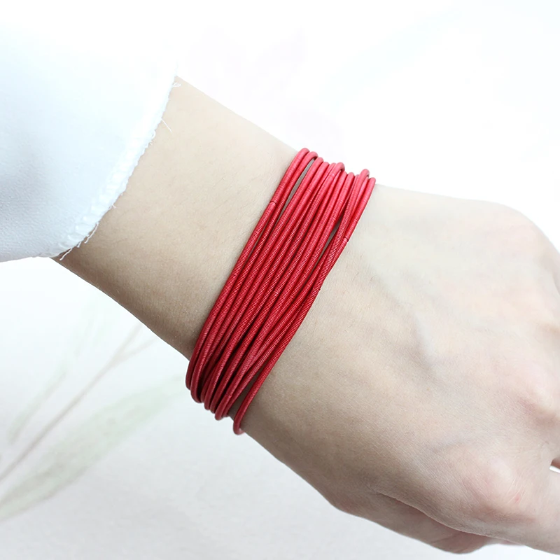 New Fashion Jewelry Women's Gift Carbon Steel Material Diameter 1.7mm Spring Screw Head Can Open Elastic Color Spring Bracelet 3