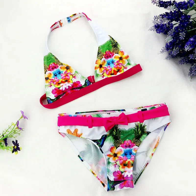 Summer Cuhk Girls Split Bikini Kids Cute Flower And Animal Pattern Swimwear Children Girl Floral Swimsuit