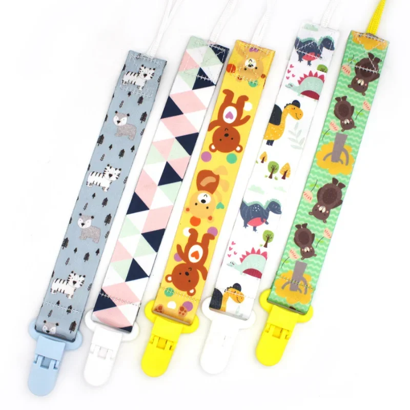Pacifier Chain Cartoon Fixed Button Baby Pacifier Clip Ribbon Dummy Soother Holder Anti-drop Buckle Strap