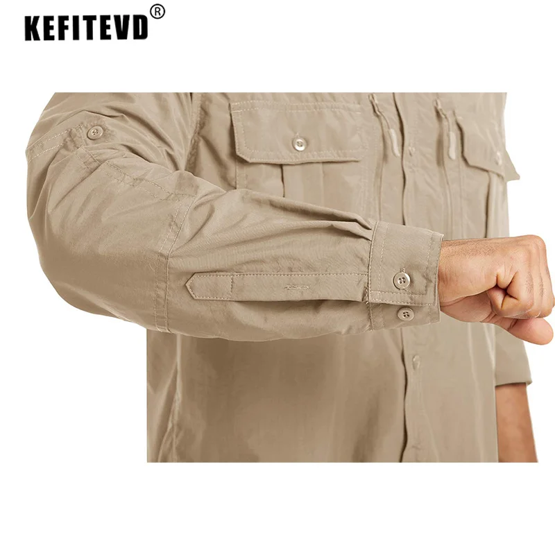 Long Sleeve Shirts With Chest Pockets Mens Hiking Shirt Outdoor Walking Camping Work Shirt Tops mens long sleeve shirts