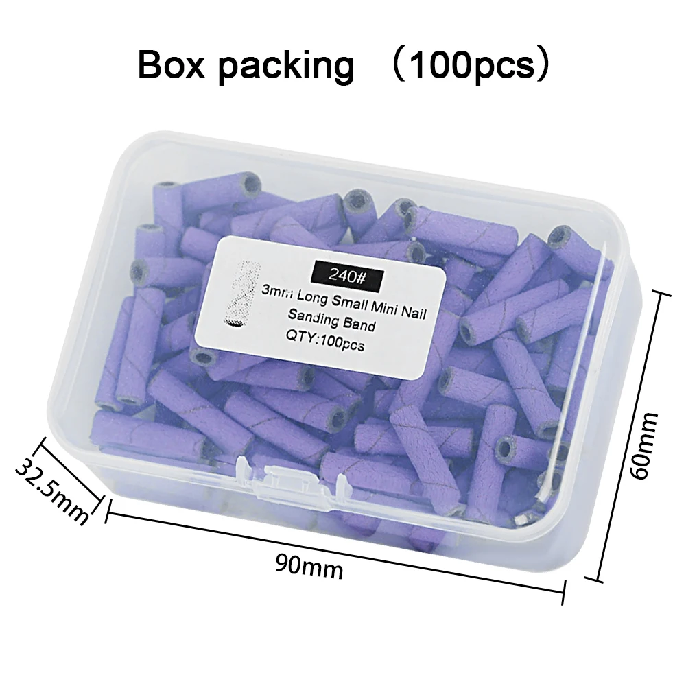 100Pcs 3mm 미니 네일 샌딩 밴드 죽은 피부 큐티클 연마 모래 링 세트 매니큐어 도구, 두 가지 크기, 12 제거. 5mm/20mm 길이