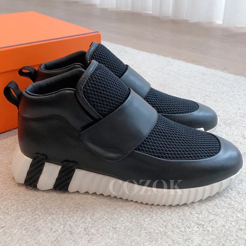

Early Autumn Ladies Sports Shoes New Not Grinding Feet Breathable High Top Sneakers Sweat Absorption Thick Bottom Lovers Loafers