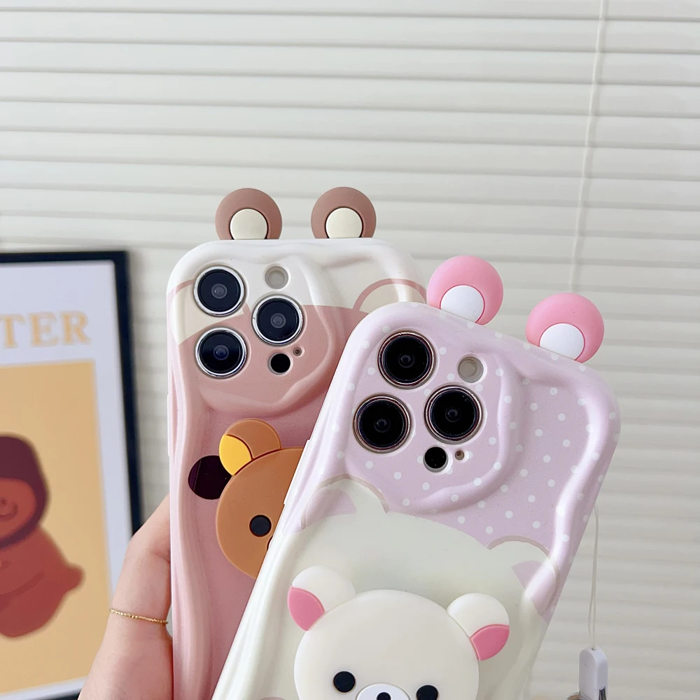 Rilakkuma Wave Design Phone Case with Holder Rope