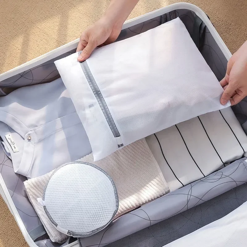 White Durable Large Washing Laundry Bag Mesh Organizer Net Dirty Bra Socks Underwear Shoe Storag Wash Machine Cover Clothes 5