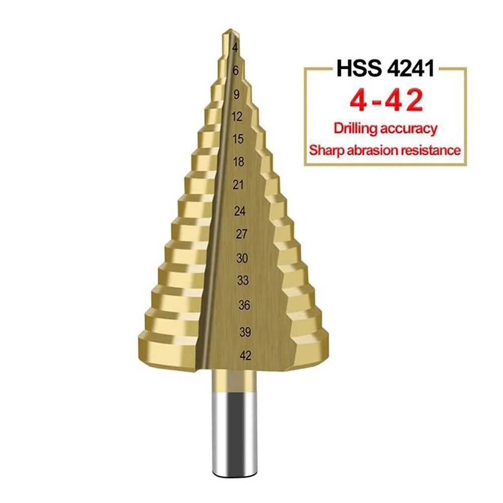 1PC 4-42mm Step Drill Bit HSS Steel Titanium Cone Bit For Metal Wood Plastic Drilling Power Tools Hole Cutter Step Cone Drill