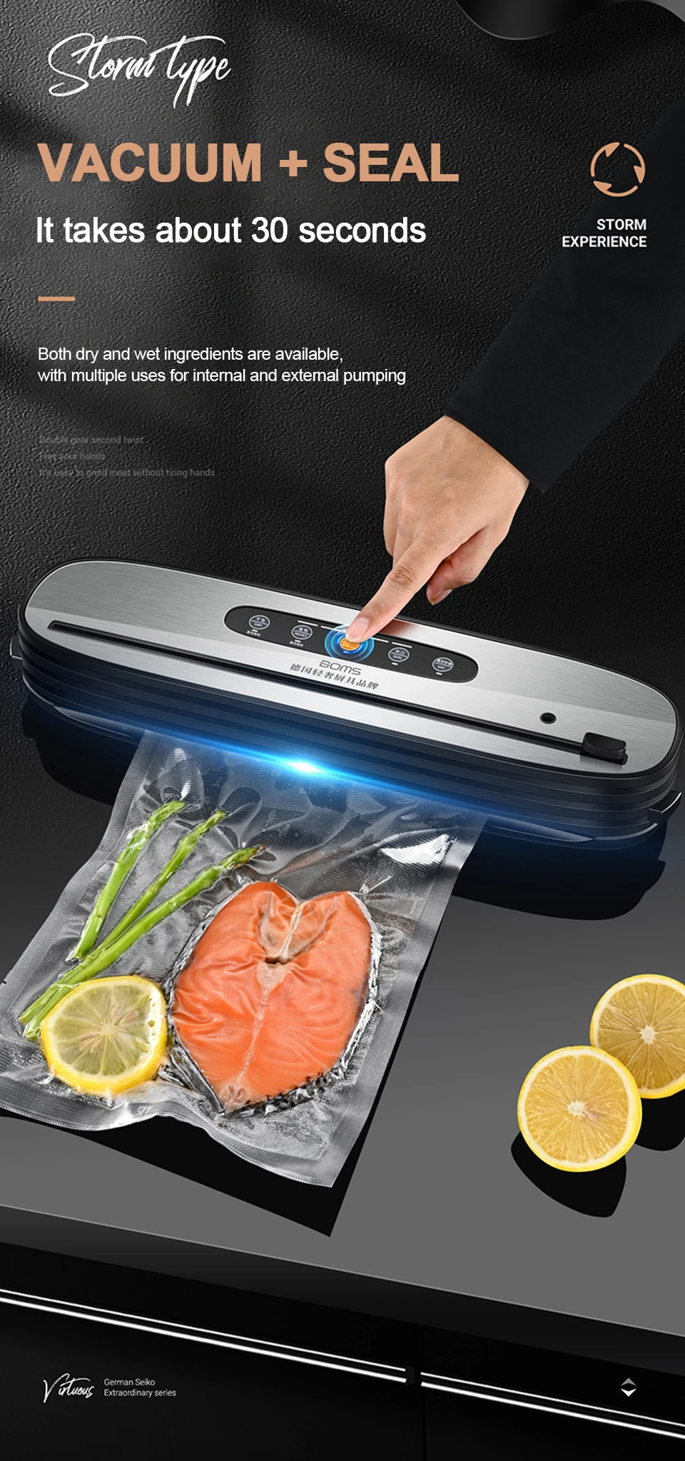 Description Picture 3 of itemMultifunctional Wireless Vacuum Sealer Portable USB Rechargeable Food Packaging Machine Automatic Vacuum Sealing Kitchen Tools