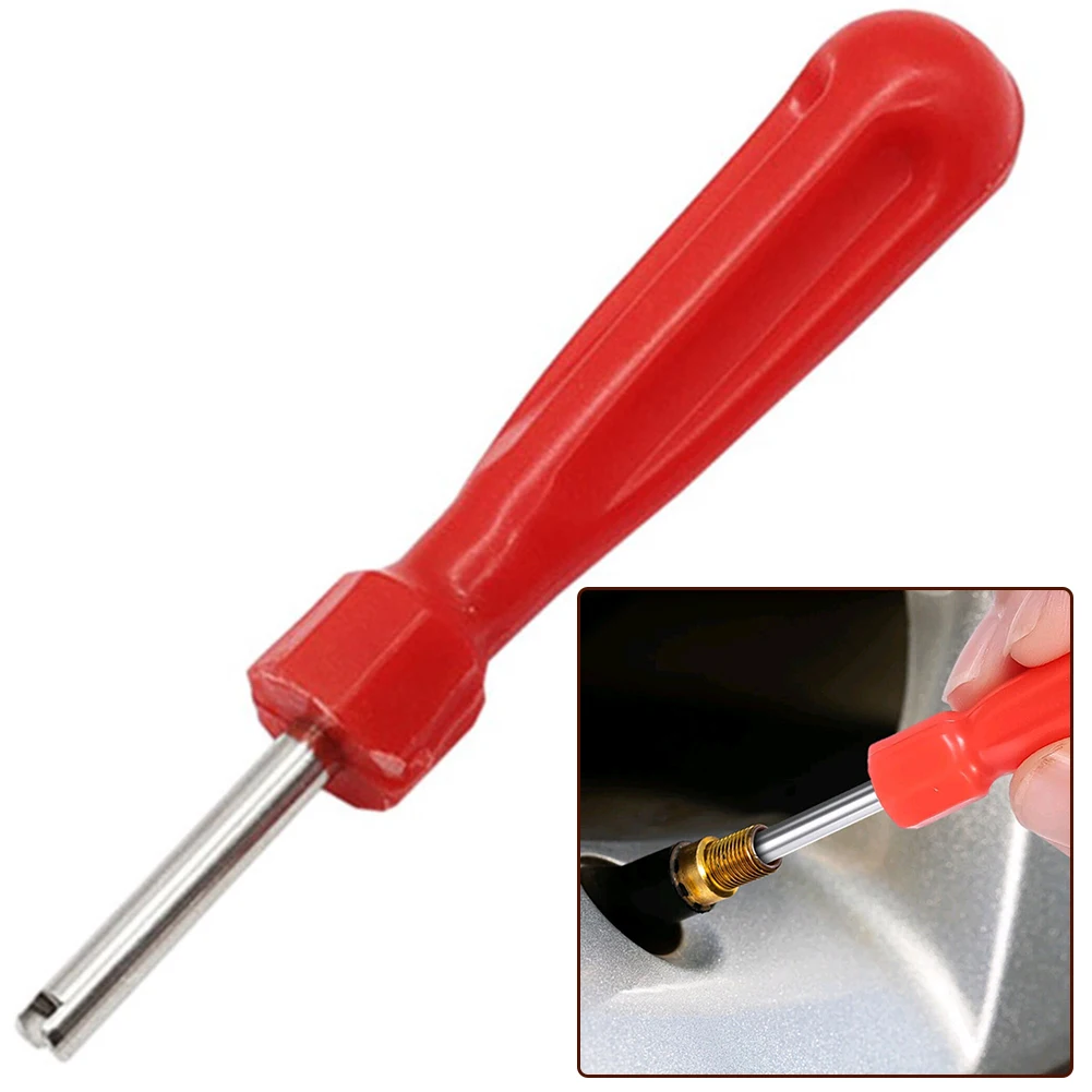 1x Car Tire Valve Core Removal Tool Red Wrench Spanner Plastic & Steel Tyre Repair Parts Universal Fits For Cars/Trucks/bicycles