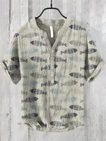 shirts independent station casual fish  pattern Hawaiian style printed shirts men's tops 2