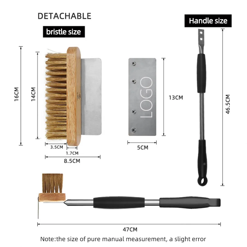 주방 액세서리 멀티 사양 피자 오븐 구리 브러시, 강모 304 스테인레스 스틸 손잡이, 가정용 청소 브러시