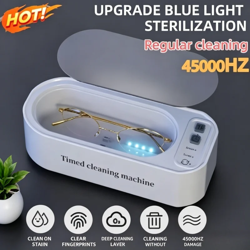 250mAh Ultrasonic Cleaner, High Frequency Timed Cleaning Machine for Glasses Jewelry Toothbrush Portable Ultrasonic Bath 1
