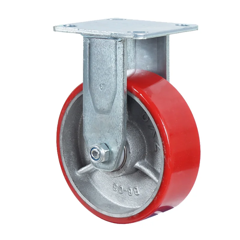 Industrial pu caster wheels 6 inch heavy duty lock swivel iron core polyurethane caster 5