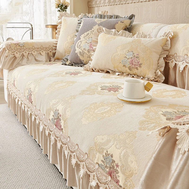 European Sofa Cover Four Seasons General Cushion Anti-slip Sofa Cushion Jacquard Embroidery Slipcover Home Decoration Sofa Cover 2