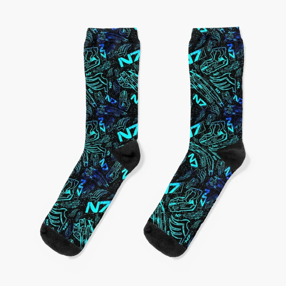 

Paragon Shepard Pattern | Effect Mass Gaming Gamer Sci-Fi Socks professional running heated Socks For Man Women's