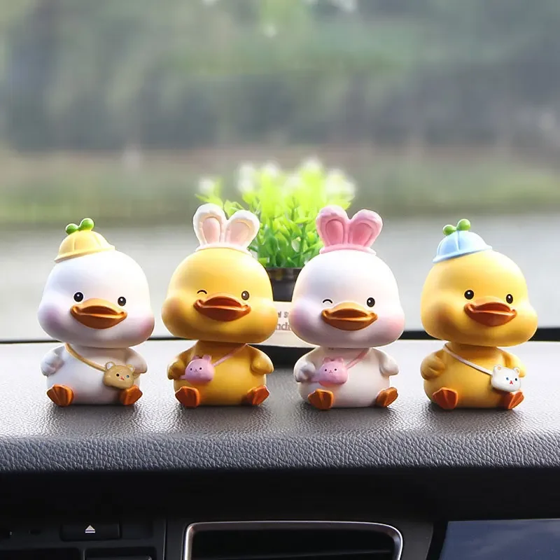 

Momo Duck Shake Head Decoration Car Center Console Cute Cartoon Little Yellow Duck Creative Car Craft Decoration Gift