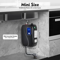 Chauffe-eau instantané 3500W en acier inoxydable, chauffe-eau électrique de cuisine 25-50 ℃   Mini chauffe-eau avec écran LCD pour salle de bain 2