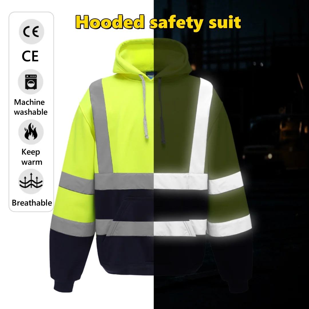 Polyester High Visibility Reflective Hoodie for Outdoor Construction