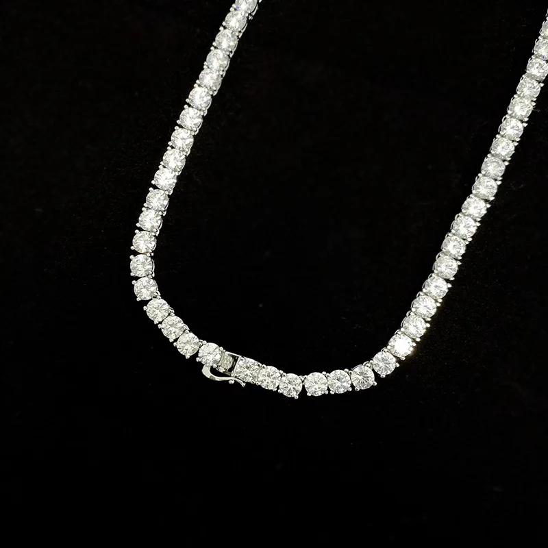 

Apaison 925 Silver Rainbow Necklace for Women's Light Luxury Fashion Round Colorful Diamond Single Row Necklace 40-45cm Party